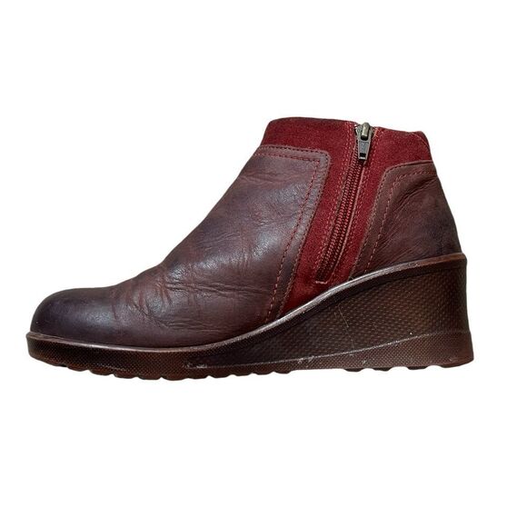 KEEN Red Dahlia Leather Wedge Zip Up Boot Size 8 - Picture 3 of 8